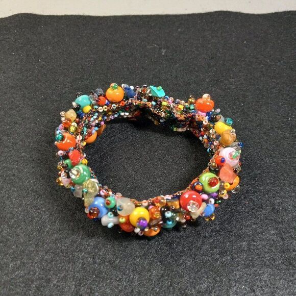 Woven Beaded Magnetic Bracelet Work of Art Handcrafted Cottagecore Kitsch Chic - Picture 1 of 8